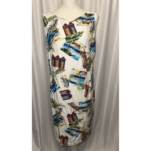 Caribbean Joe Dress Size L Sleeveless Beach Hawaiian Sheath